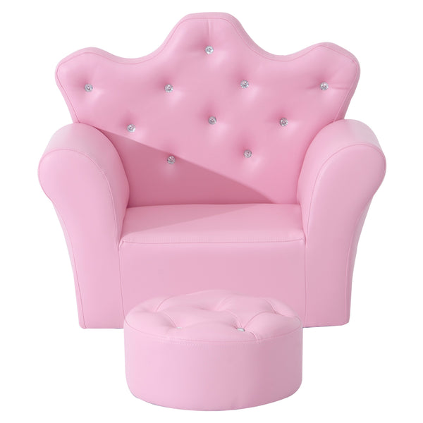 Kindersessel Softsofa Mädchensessel mit Hocker ab 3 Jahren Rosa