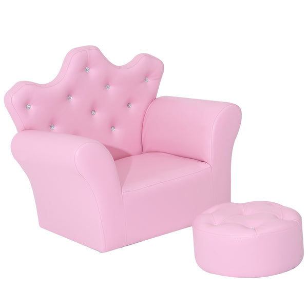 Kindersessel Softsofa Mädchensessel mit Hocker ab 3 Jahren Rosa