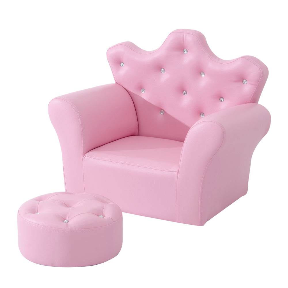 Kindersessel Softsofa Mädchensessel mit Hocker ab 3 Jahren Rosa
