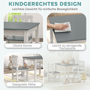 Kindersitzgruppe 3-tlg. mit Tisch und 2 Stühlen für Kinder grau