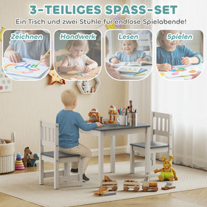Kindersitzgruppe 3-tlg. mit Tisch und 2 Stühlen für Kinder grau