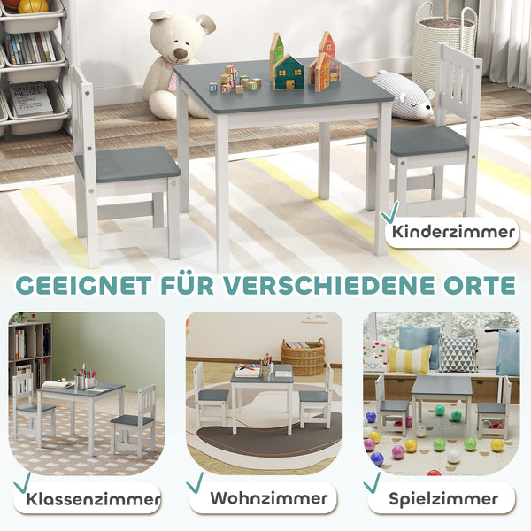 Kindersitzgruppe 3-tlg. mit Tisch und 2 Stühlen für Kinder grau