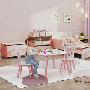 Kindersitzgruppe mit Tisch und 2 Stühlen Tiermotiv Holz rosa