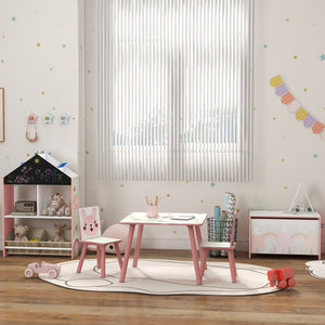 Kindersitzgruppe mit Tisch und 2 Stühlen Tiermotiv Holz rosa