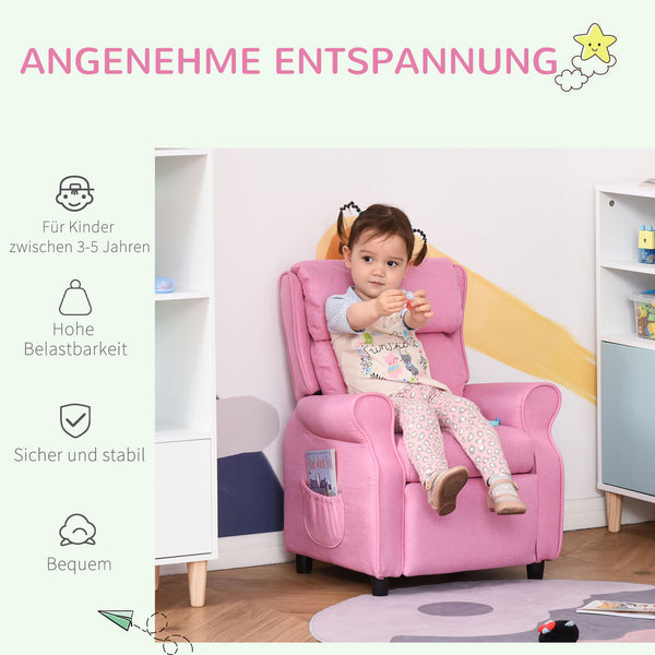 Kindersofa verstellbar mit Fussstütze für 3-5 Jahre rosa