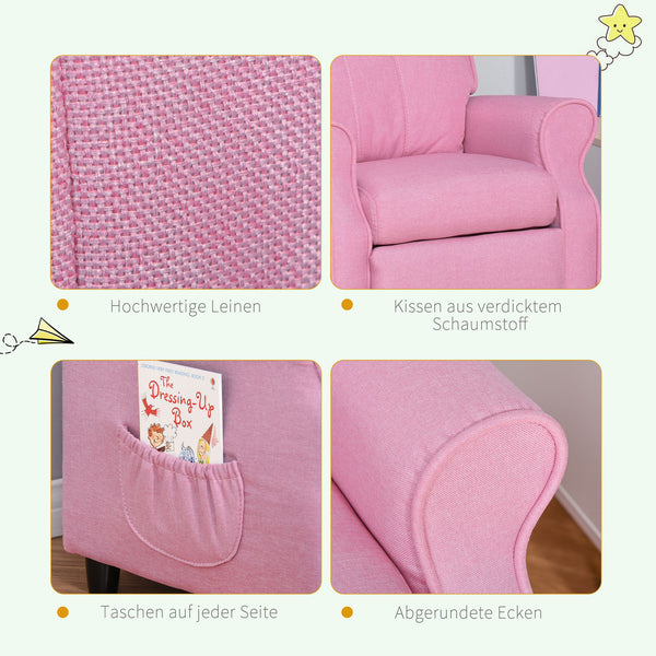 Kindersofa verstellbar mit Fussstütze für 3-5 Jahre rosa
