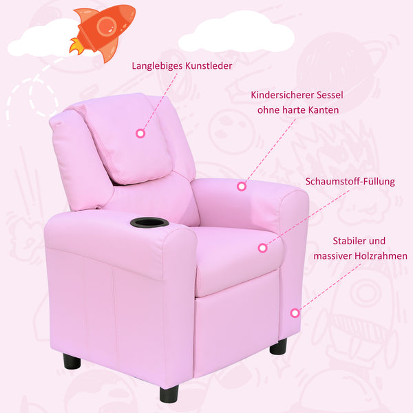 Kindersofa Schlafsofa für Kinder 62x56x69cm Rosa