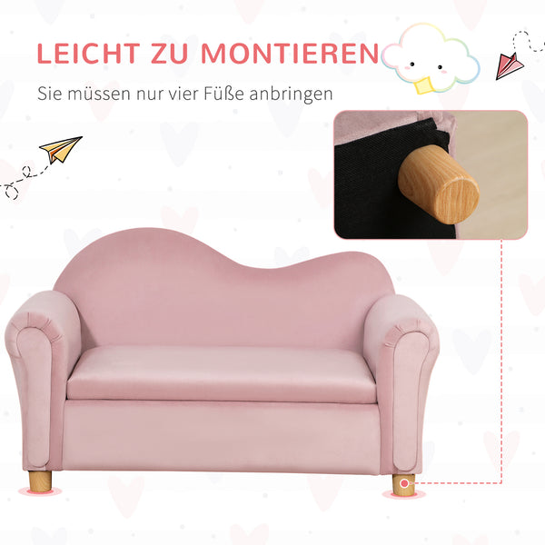 Kindersofa mit Stauraum Zweisitzer 3-5 Jahre Rosa