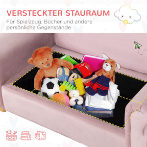 Kindersofa mit Stauraum Zweisitzer 3-5 Jahre Rosa