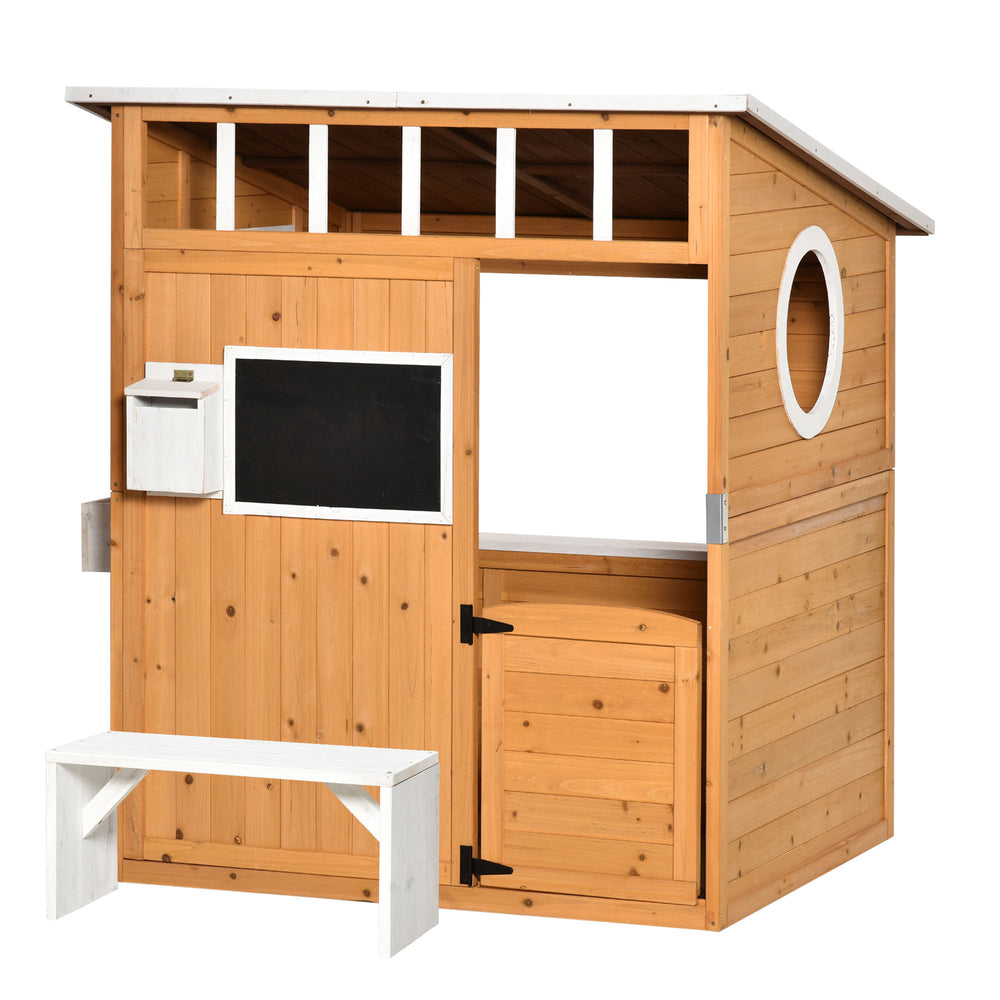 Kinderspielhaus mit Briefkasten und Blumenkasten für den Garten aus Holz