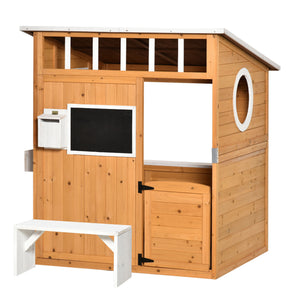 Kinderspielhaus mit Briefkasten und Blumenkasten für den Garten aus Holz