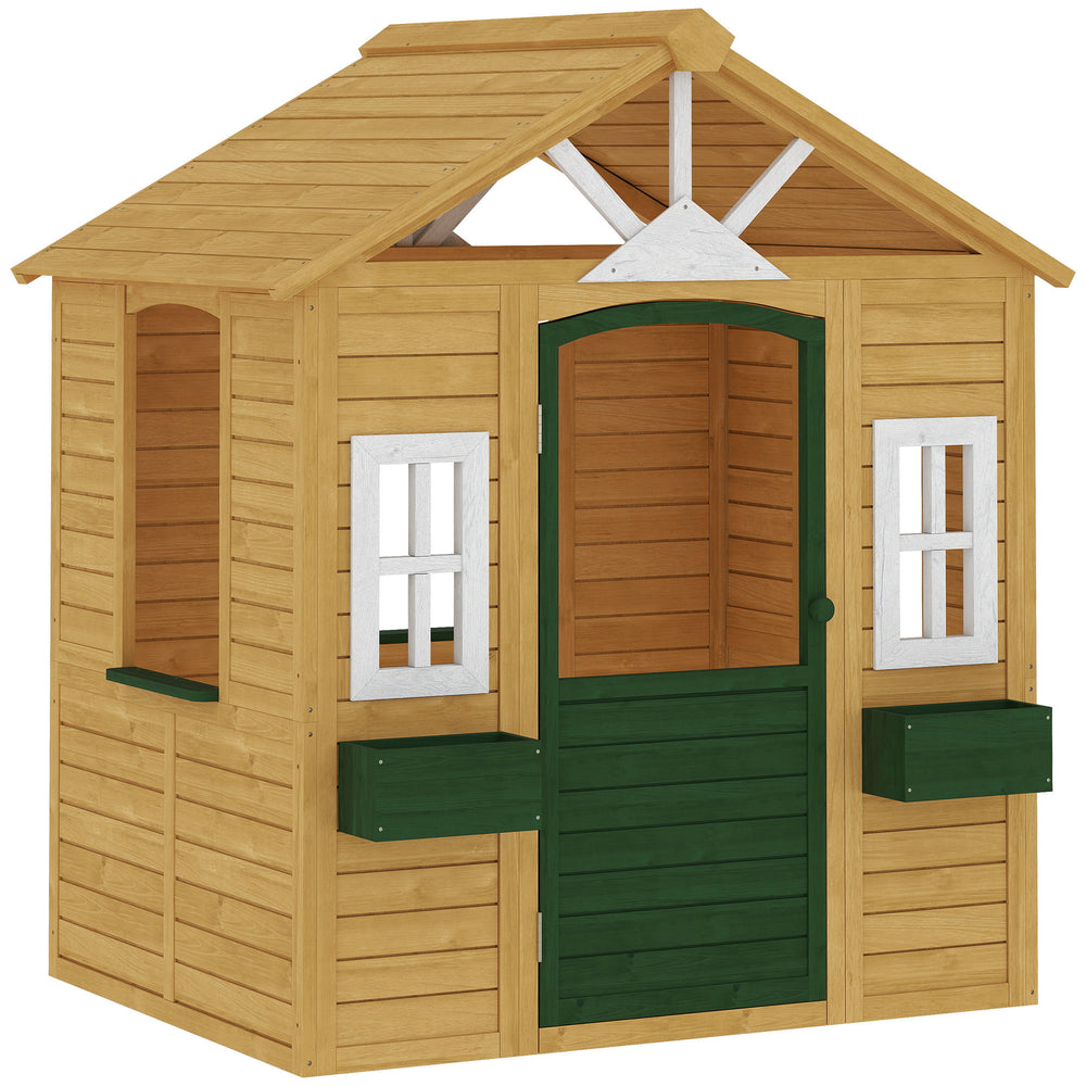 Kinderspielhaus für draussen mit Tür und Fenstern aus Holz