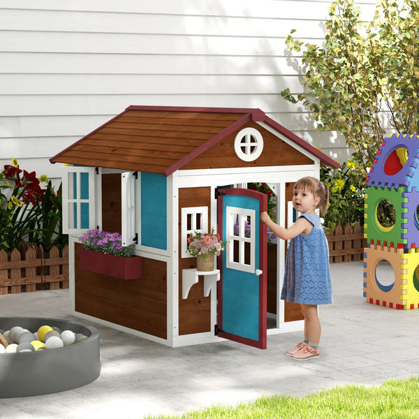 Kinderspielhaus Outdoor für Garten 3-8 Jahre aus Holz blau