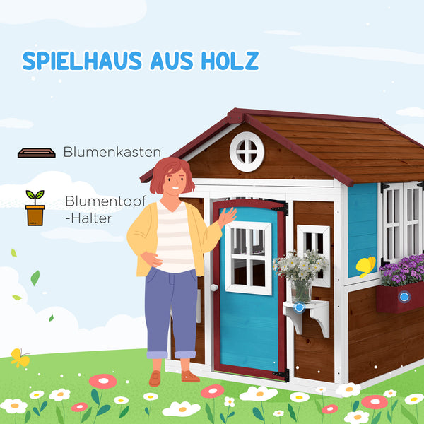 Kinderspielhaus Outdoor für Garten 3-8 Jahre aus Holz blau