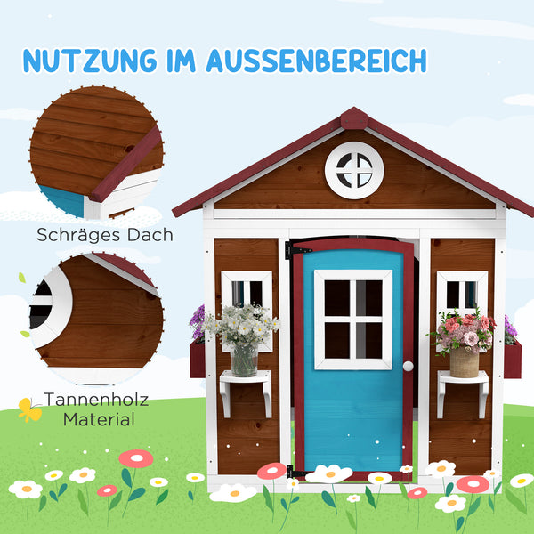 Kinderspielhaus Outdoor für Garten 3-8 Jahre aus Holz blau