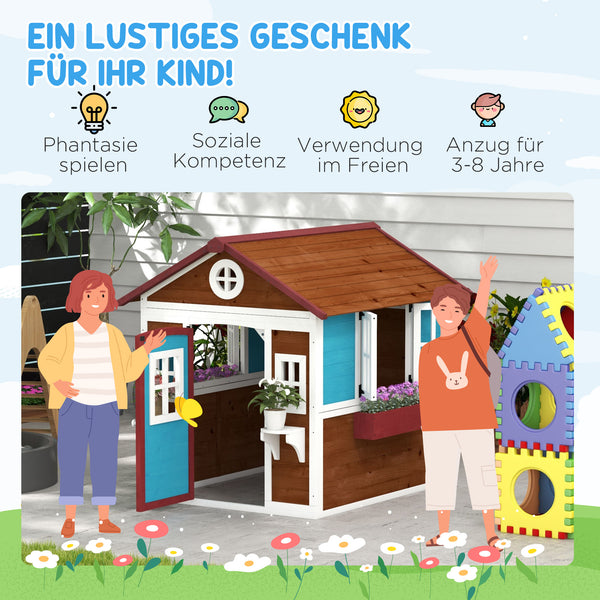 Kinderspielhaus Outdoor für Garten 3-8 Jahre aus Holz blau