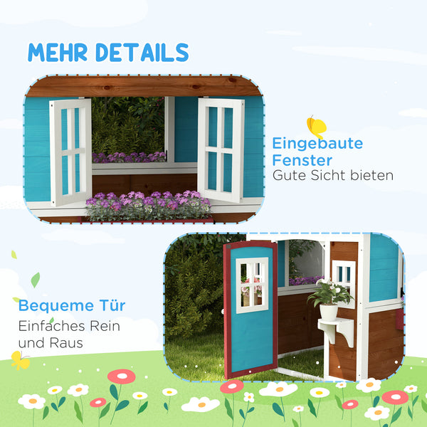 Kinderspielhaus Outdoor für Garten 3-8 Jahre aus Holz blau