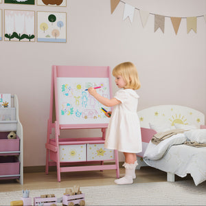 Kinderstaffelei Tafel Whiteboard Papierrolle für 3-8 Jahre rosa