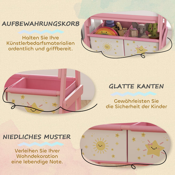 Kinderstaffelei Tafel Whiteboard Papierrolle für 3-8 Jahre rosa