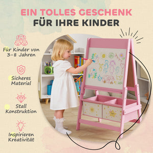 Kinderstaffelei Tafel Whiteboard Papierrolle für 3-8 Jahre rosa