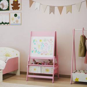 Kinderstaffelei Tafel Whiteboard Papierrolle für 3-8 Jahre rosa