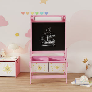 Kinderstaffelei Tafel Whiteboard Papierrolle für 3-8 Jahre rosa