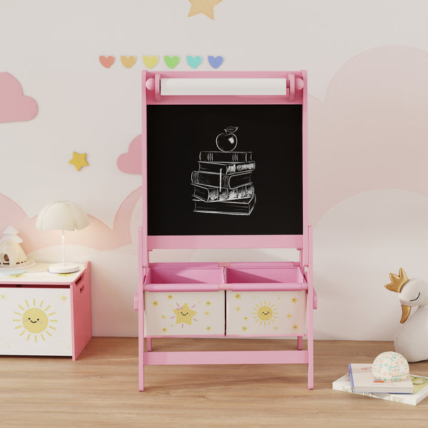 Kinderstaffelei Tafel Whiteboard Papierrolle für 3-8 Jahre rosa