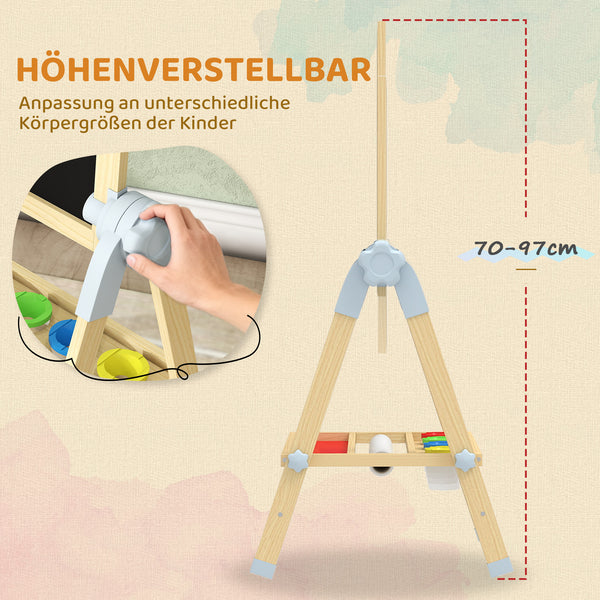 Kinderstaffelei höhenverstellbar mit Whiteboard und Tafel Holz