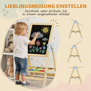 Kinderstaffelei höhenverstellbar mit Whiteboard und Tafel Holz