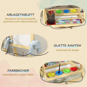 Kinderstaffelei höhenverstellbar mit Whiteboard und Tafel Holz
