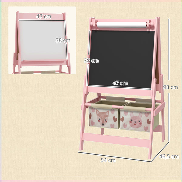 Kindertafel 3-in-1 Staffelei mit Papierrolle & Whiteboard Rosa