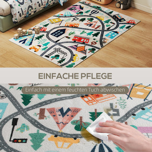 Kinderteppich mit Autobahn Motiv weich und pflegeleicht bunt