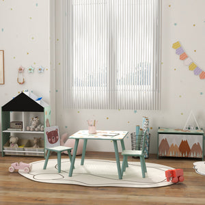 Kindertisch Set mit 2 Stühlen Tiermotiv für Kinder 3-8 Jahre Grün