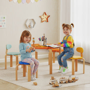 Kindertisch Stuhl Set mit Aufbewahrung für Kinder aus Holz bunt