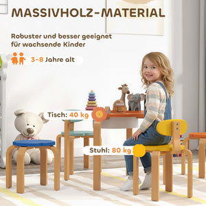 Kindertisch Stuhl Set mit Aufbewahrung für Kinder aus Holz bunt