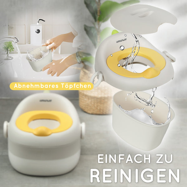 Pot enfant 3 en 1 avec poignées amovibles, capacité de charge jusqu'à 50 kg, gris