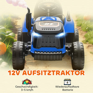 Kindertraktor elektrisch mit Fernbedienung für 3-8 Jahre blau