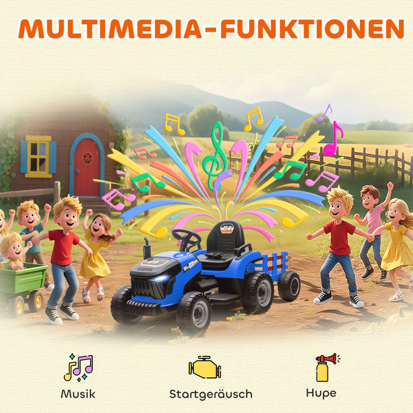 Kindertraktor elektrisch mit Fernbedienung für 3-8 Jahre blau