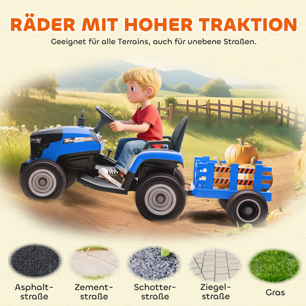 Kindertraktor elektrisch mit Fernbedienung für 3-8 Jahre blau