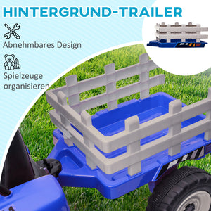Kindertraktor Elektrofahrzeug mit Fernbedienung 3-6 km/h MP3 Blau