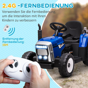 Kindertraktor Elektrofahrzeug mit Fernbedienung 3-6 km/h MP3 Blau