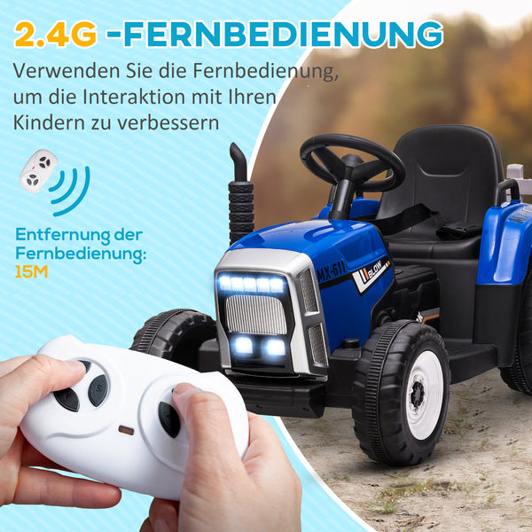 Kindertraktor Elektrofahrzeug mit Fernbedienung 3-6 km/h MP3 Blau