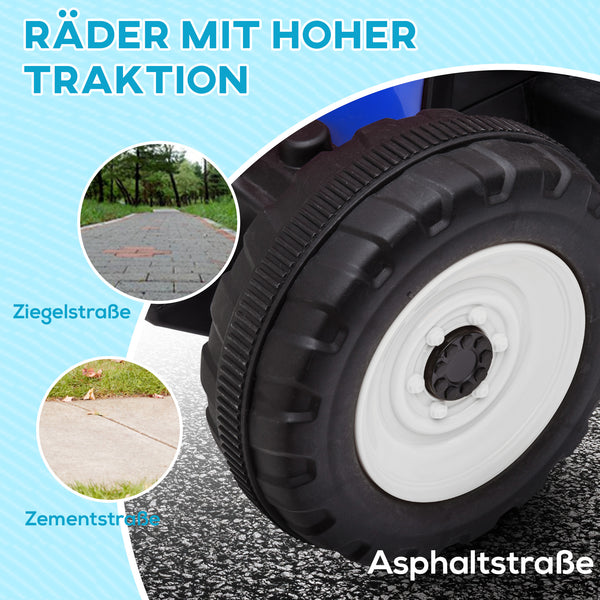 Kindertraktor Elektrofahrzeug mit Fernbedienung 3-6 km/h MP3 Blau