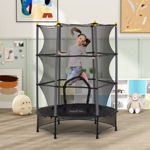 Kindertrampolin Ø140cm Sicherheitsnetz bis 50kg belastbar, Schwarz
