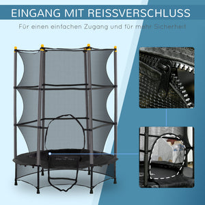 Kindertrampolin Ø140cm Sicherheitsnetz bis 50kg belastbar, Schwarz