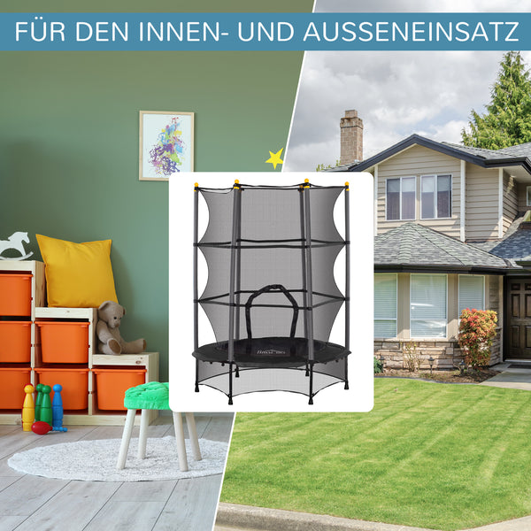 Kindertrampolin Ø140cm Sicherheitsnetz bis 50kg belastbar, Schwarz