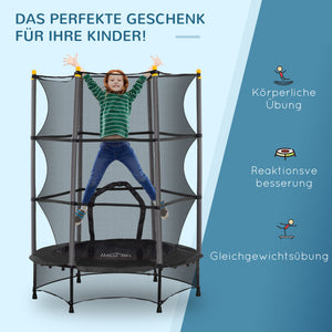 Kindertrampolin Ø140cm Sicherheitsnetz bis 50kg belastbar, Schwarz