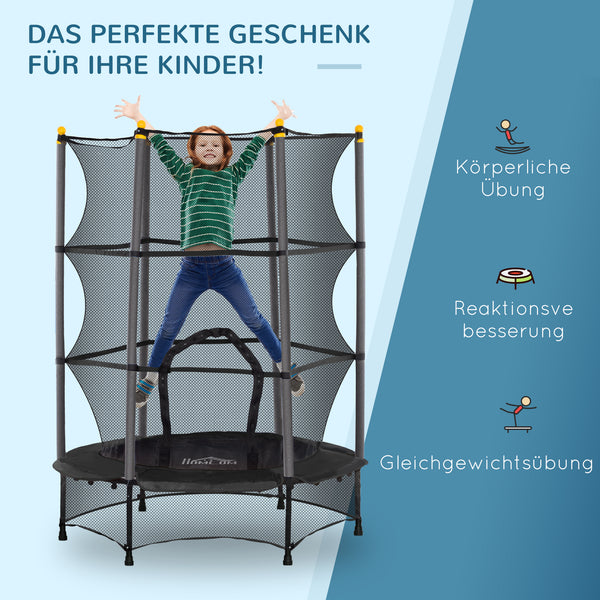 Kindertrampolin Ø140cm Sicherheitsnetz bis 50kg belastbar, Schwarz