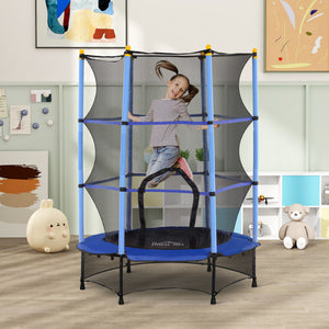 Kindertrampolin Ø140cm mit Sicherheitsnetz bis 50kg Blau