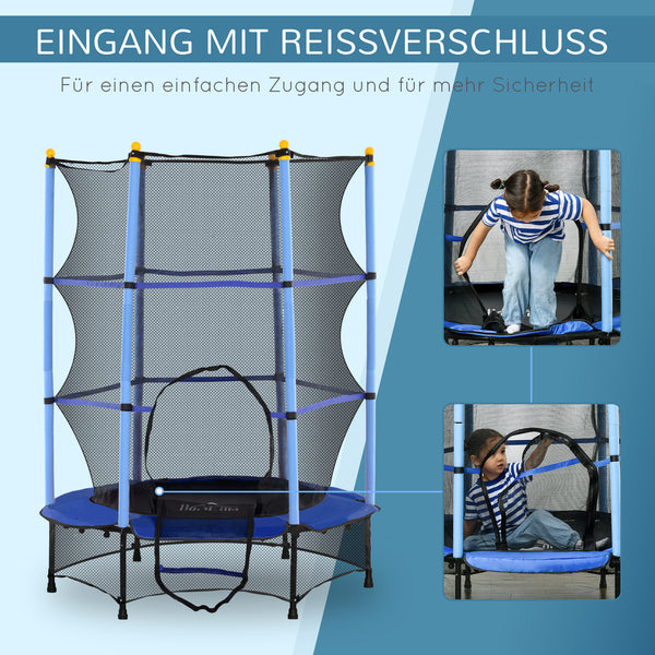 Kindertrampolin Ø140cm mit Sicherheitsnetz bis 50kg Blau